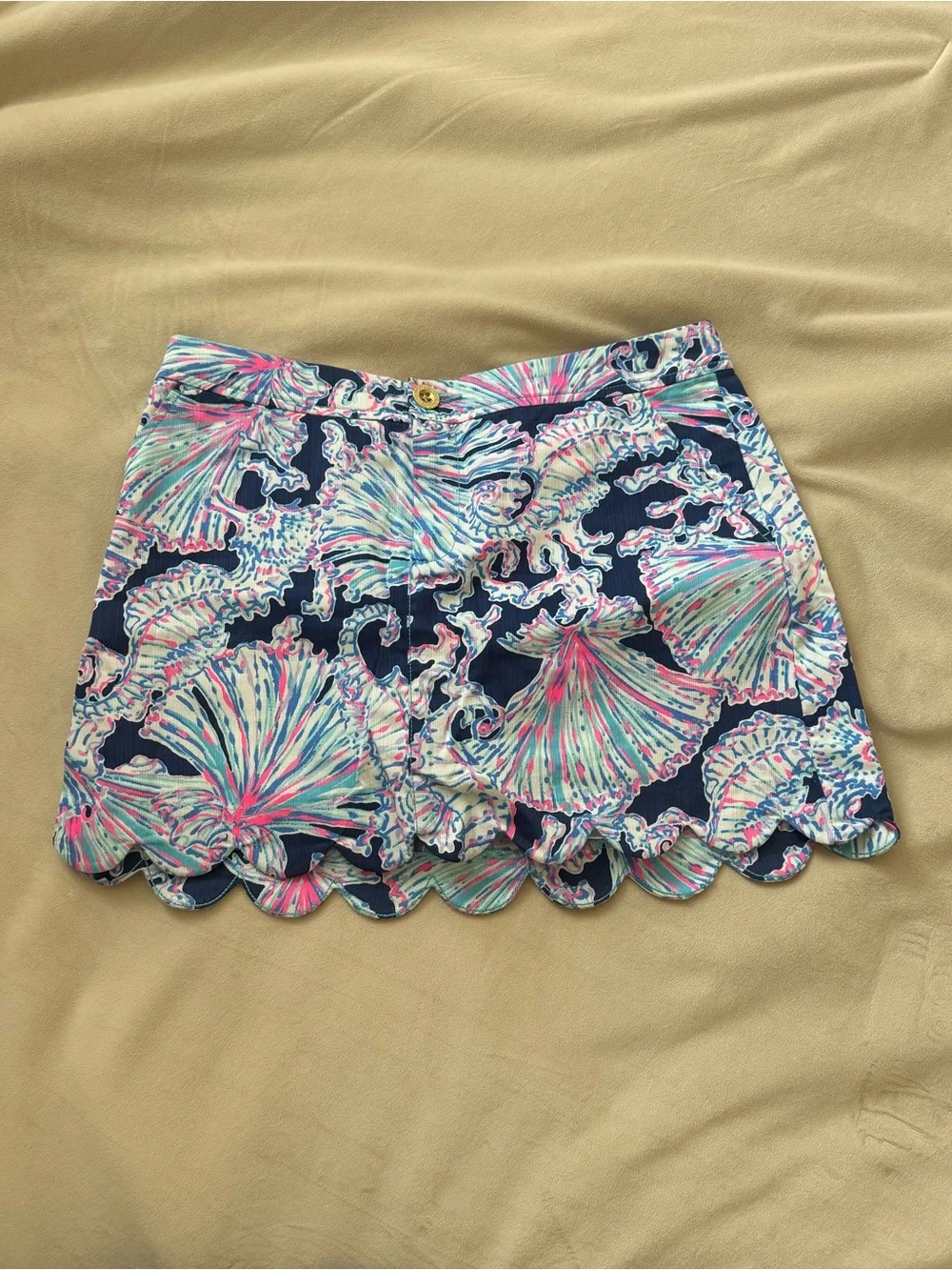 Scallop Hem Shell-Print Women's Skort- Navy & Multi